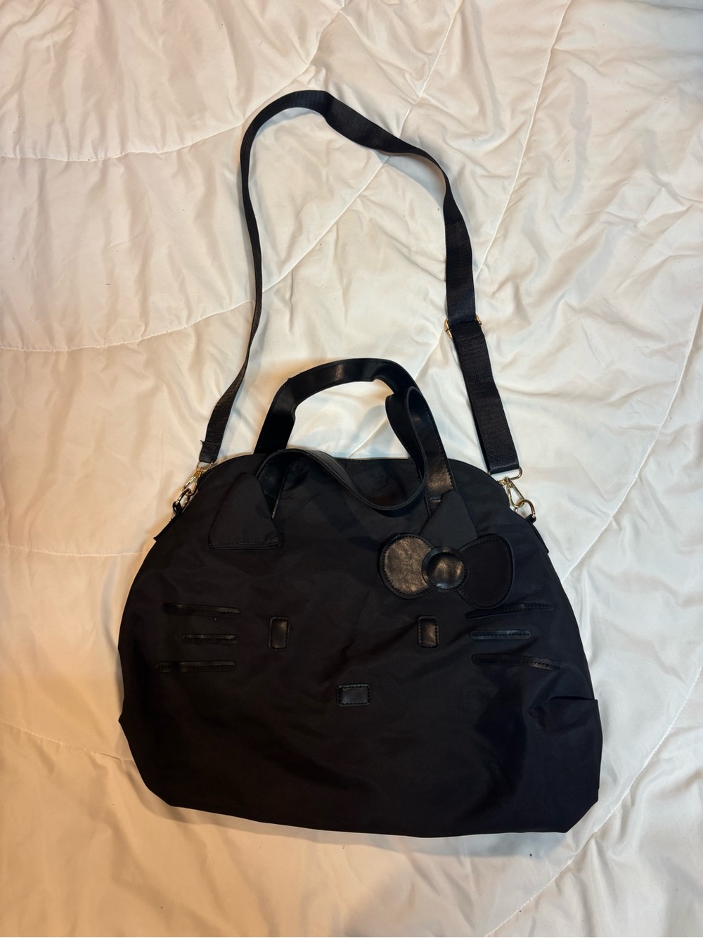 Hello Kitty Black Shoulder Tote Cat Bag with Cat Ear Detail